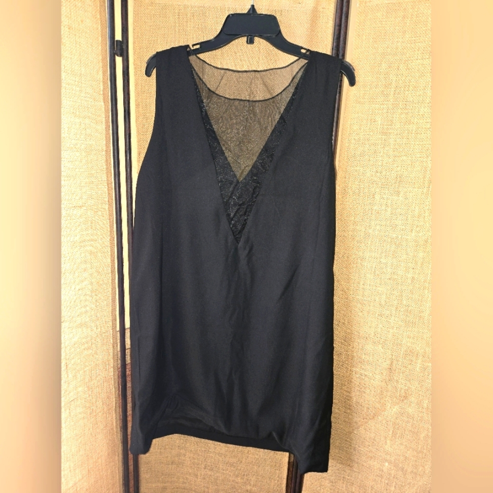Women's Mark. Black Sleeveless Dress with Sheer V-Neck And Sheer V Back Size XL